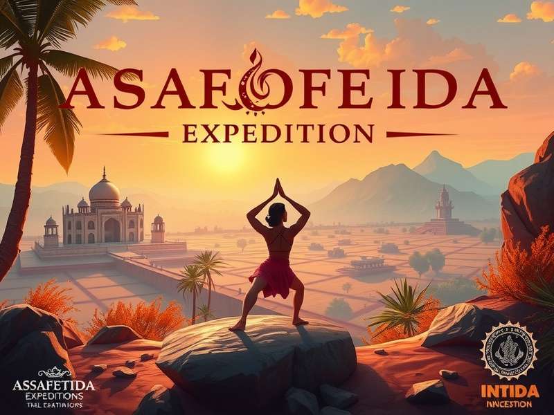 Asafoetida Expedition game banner featuring Indian landscapes